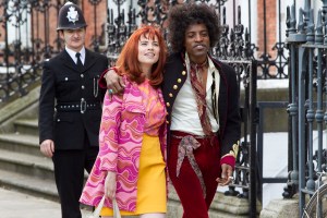 Racism (the Bobby at rear) shadows Hendrix (Benjamin, with Atwell) in London.Patrick Redmond