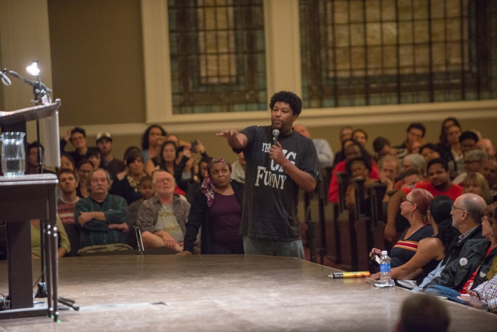 The Q&A afterward was nearly as powerful as the speech itself, several good questions and tough relalities.  Photo by Morgen Schuler