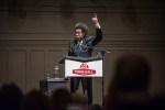 Dr. Cornel West sermonizing to the absolutely packed house at Town Hall Seattle.  Photo by Morgen Schuler