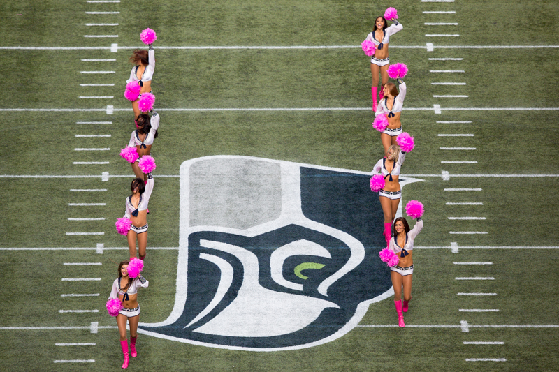 Seagals cheerleaders perform as part of pre-game festivities.
