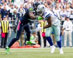 Seattle's Kam Chancellor stops a run by Dallas RB DeMarco Murray.