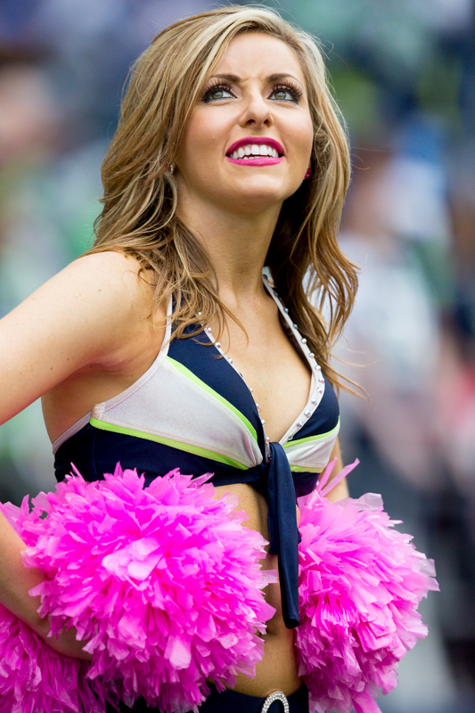A Seagal cheerleader reacts to a bad play from the home team in the fourth quarter.
