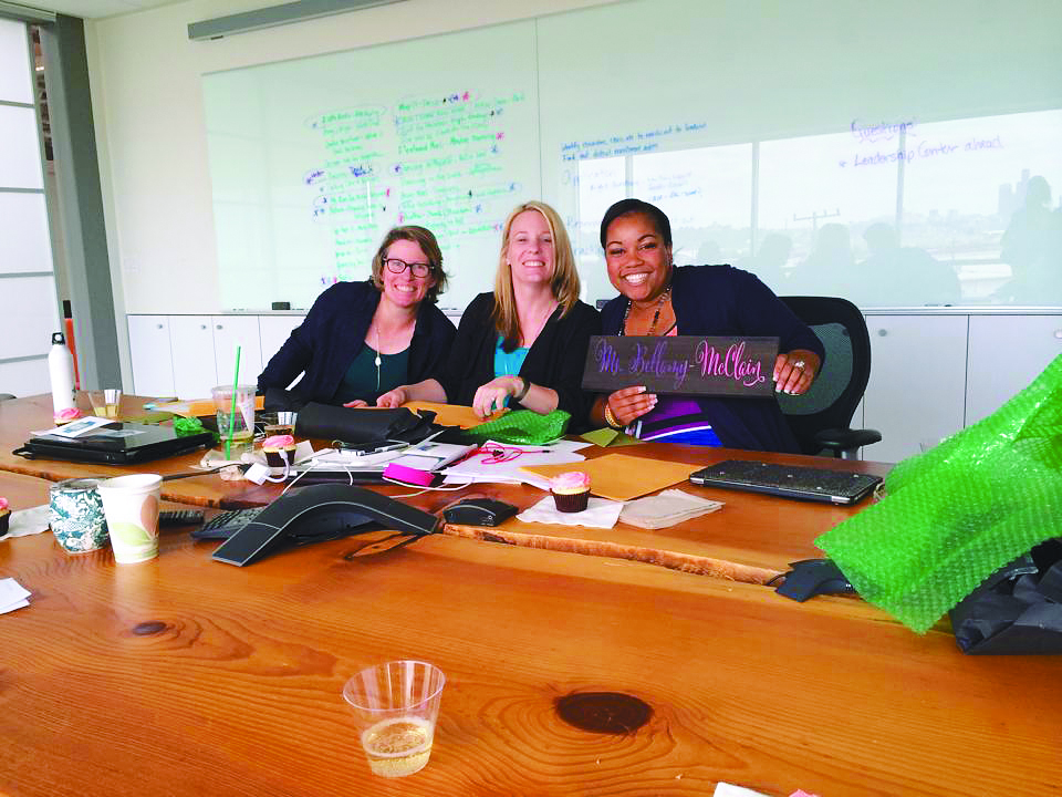 SOAR Academy’s Kristina Bellamy-McClain (right) back in the planning stage with future charter starters Maggie O’Sullivan (left) and Brenda McDonald.