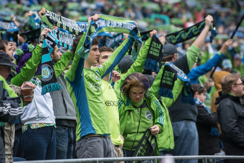 Fans rallying at the beginning of the game. Photo by Morgen Schuler