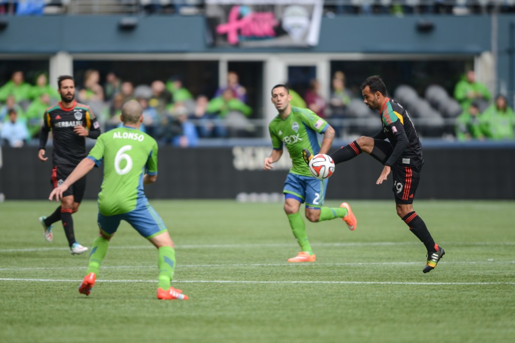 Dempsey was heavily on guard during the first half, with little to no actual touches but strong defense. Photo by Morgen Schuler