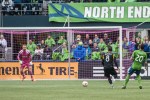 Goalie Stefan Frei thwarted 10 goal attempts by the Galaxy in the first half. Photo by Morgen Schuler