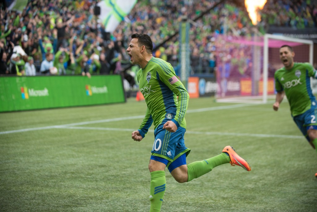 Pappa celebrates his goal and runs toward the fans for congratulations. Photo by Morgen Schuler