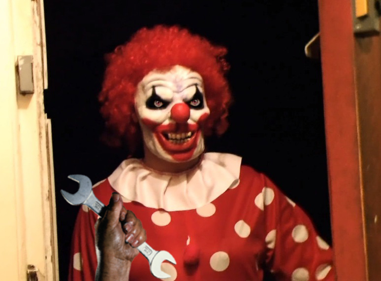 Watch out gropers, Wrench Clown isn't having any of your touchy-feely nonsense.