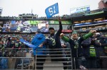 Seattle fans celebrate Lynch's second touchdown, which put the team up 24-3 into the half.