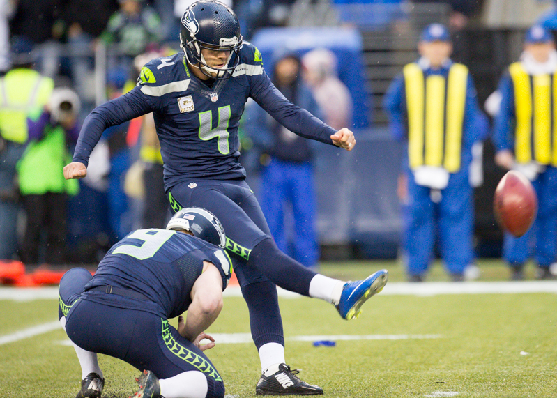 Seattle kicker Steven Hauschka kicks a 28-yard field goal in the third quarter.