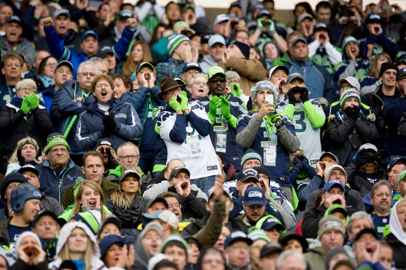 Seattle fans cheer the team on in the fourth quarter.