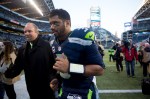 Seahawks' quarterback Russell Wilson leaves the field post-win