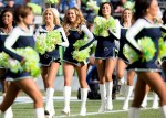 The Seagals cheerleaders take the field before the game.