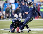 Seattle kicker Steven Hauschka kicks a 52-yard field goal in the second quarter.