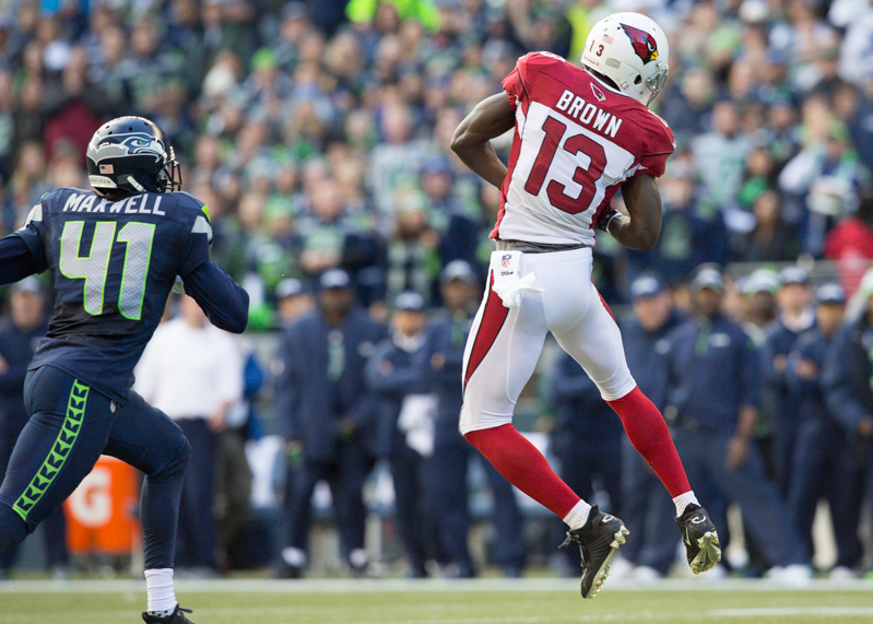 Cardinals' receiver John Brown catches a 22-yard pass in the second quarter.