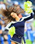 A Seagal cheerleader dances in the third quarter.