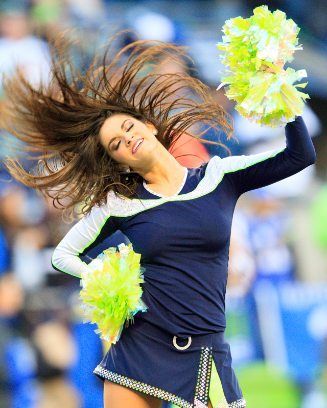 A Seagal cheerleader dances in the third quarter.