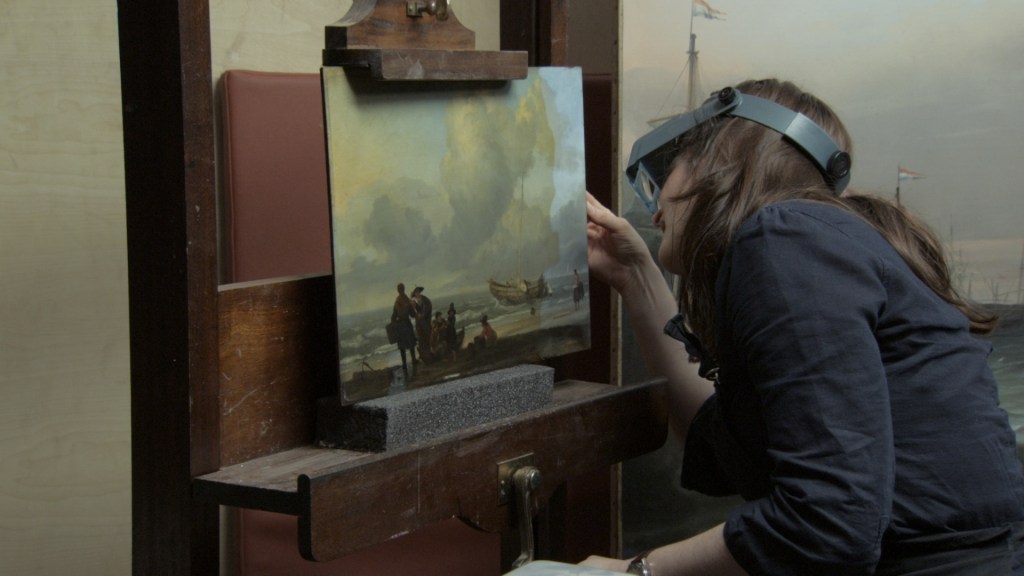 An unnamed art-restoration expert works millimeter by millimeter.Zipporah Films