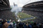 Over 68,000 fans cheer inside the CLink before the game begins.
