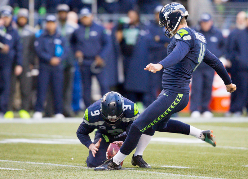 Seattle kicker Steven Hauschka completes a 45-yard field goal in the third quarter.