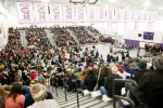 Speakers rally the crowd inside Garfield High's gymnasium.