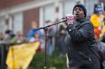 Monique Taylor-Swan, with SEIU 775, makes a speech before the march.