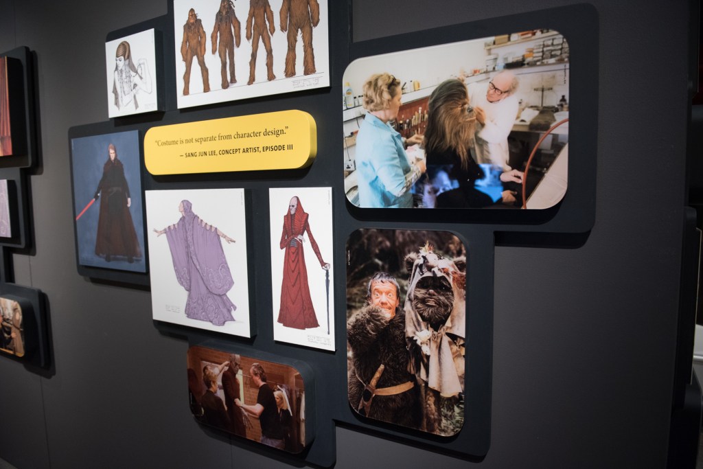 The exhibit  went into the details of how the designers decided on even the smallest detail and how they interacted with Lucas to complete the looks.