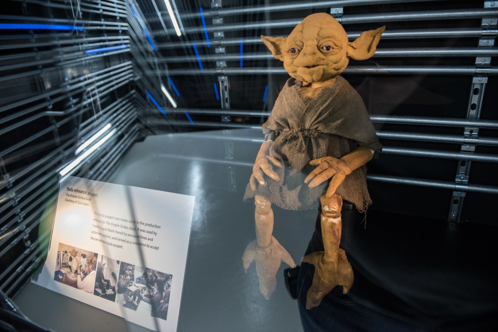 Seattleite, Gus Lopez, loaned his practice Yoda puppet from the original movies for the exhibit.