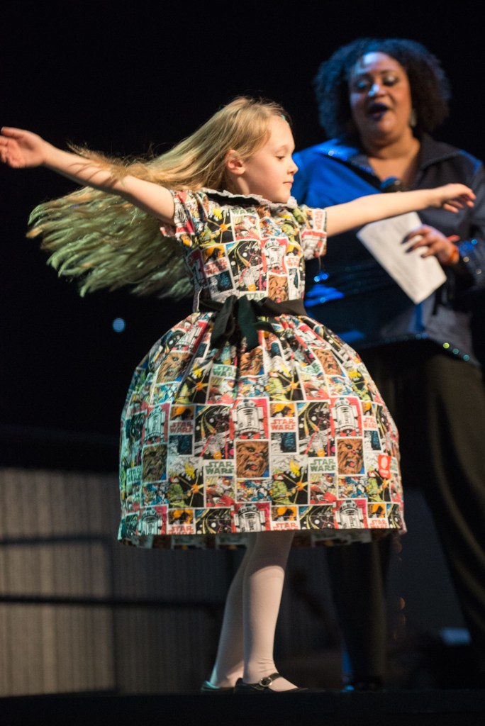 This little lady twirled to show off her Star Wars dress.