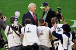 Patriots owner Robert Kraft, left, talks with Seahawks' owner Paul Allen before the game.