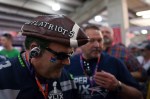 A Seahawk fan shows off his anti-Pats headgear.
