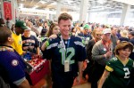 Seahawks' fans work their way throughoutt the stadium before the game.
