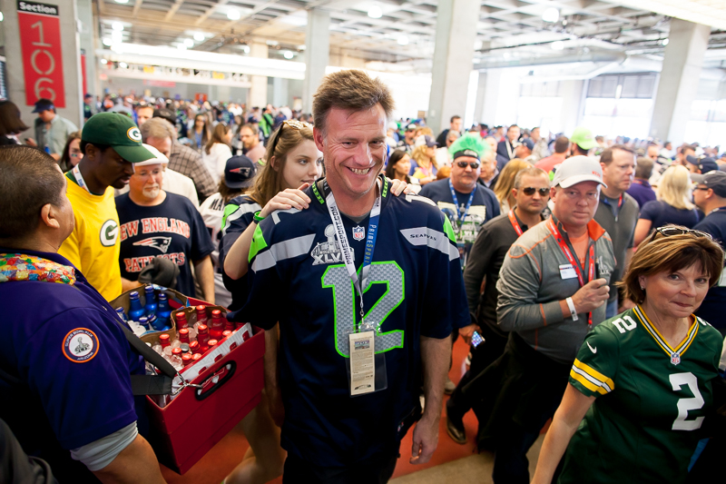 Seahawks' fans work their way throughoutt the stadium before the game.
