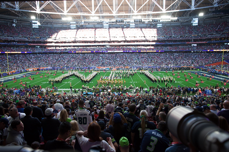 Arizona State Universtiy's marching band warms up the crowd.