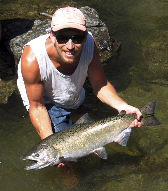 Top: reef nets hauling in the catch. Bottom left: reef nets off Lummi Island. Bottom right: Cook releasing a wild Rogue River chinook.