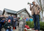 Jesse Hagopian, a teacher at Garfield High School in Seattle, talks about his experience of "walking in Seattle while black" at the Walking While Black protest in Seattle, Feb. 7, 2015. Hagopian was pepper sprayed by a Seattle police officer while leaving a Martin Luther King Day rally, on the phone with his mother discussing his son's birthday party in January.