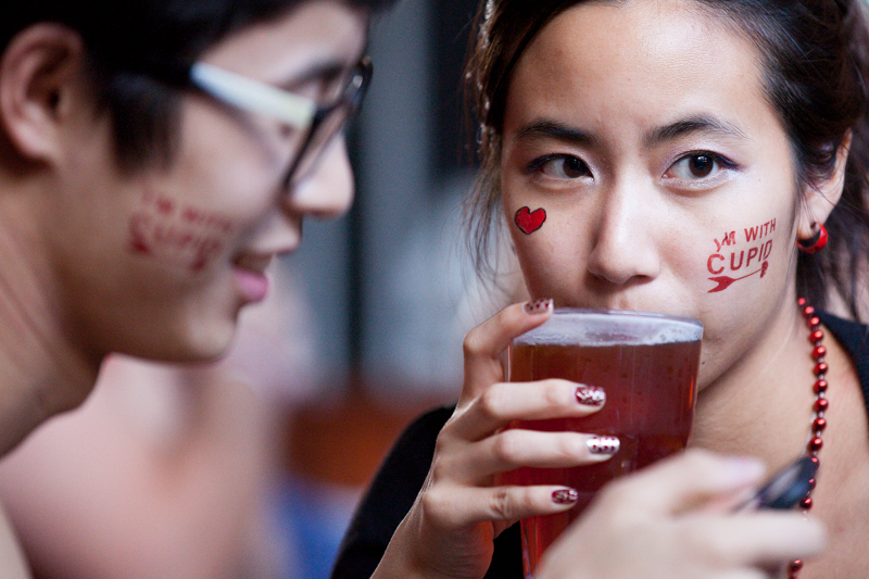 Liquid courage is imbibed.