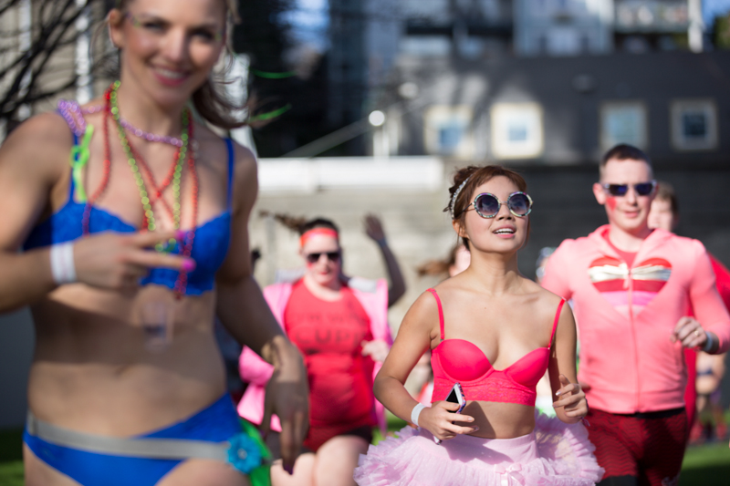 Scantily-clad runners take to the streets of Fremont for the 4th annual Cupid Undie Run on February 14, 2015.