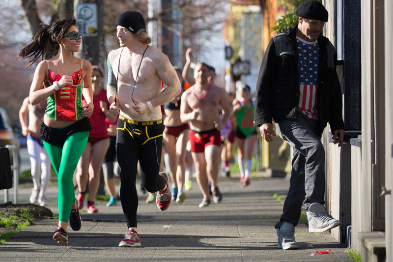 A couple comes into the home stretch on North 36th Street in Fremont.