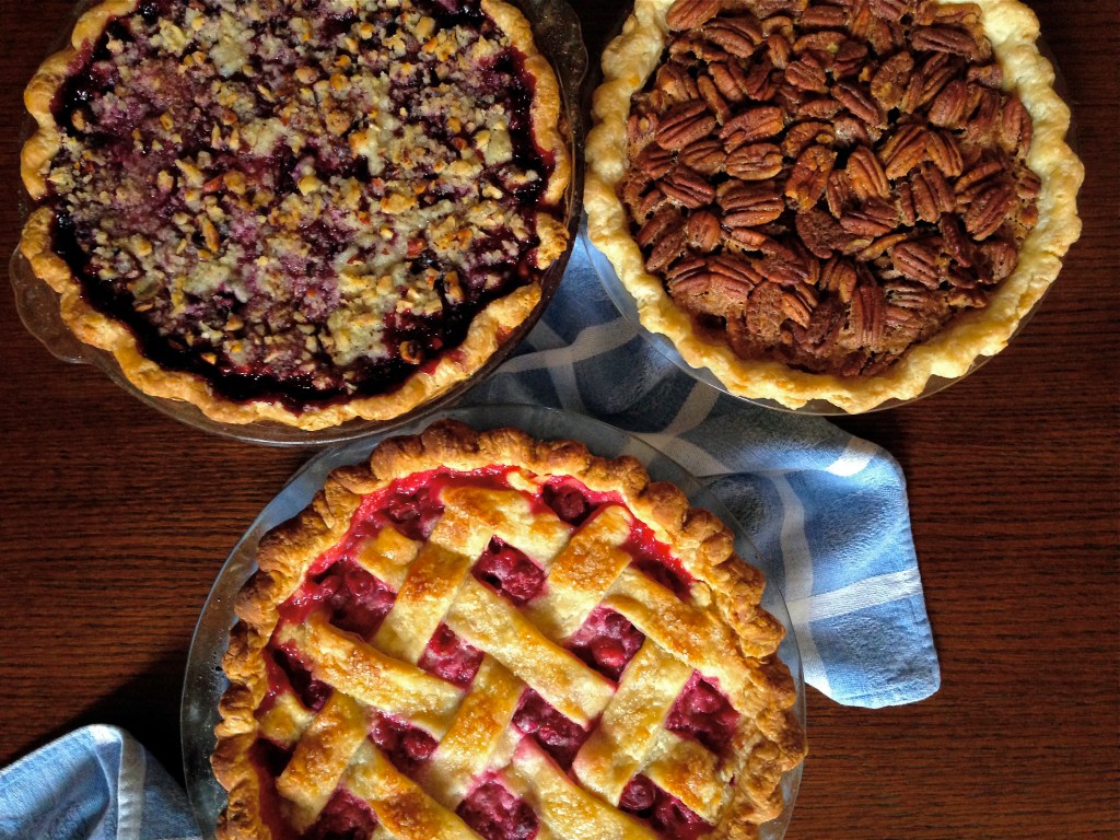Top: A trio of pies. Bottom, left to right: Lebo and Gray.