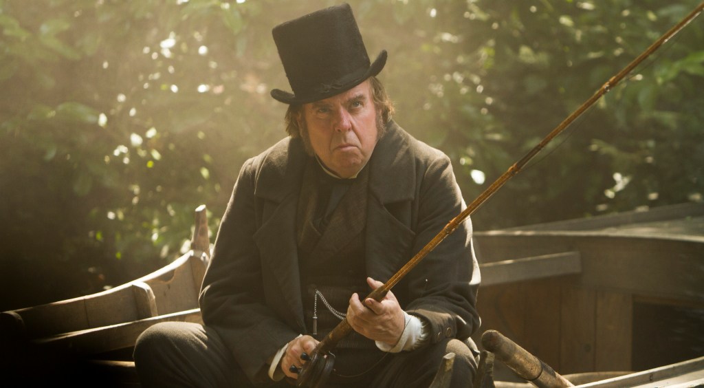 Pope frames Turner (Spall) as a fisherman.