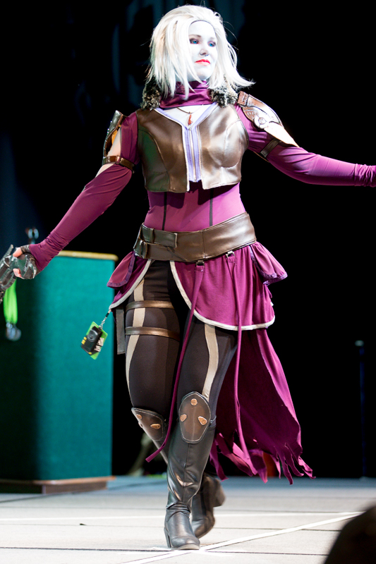  Cosplayers take a break from the grind of festivities on Saturday afternoon..