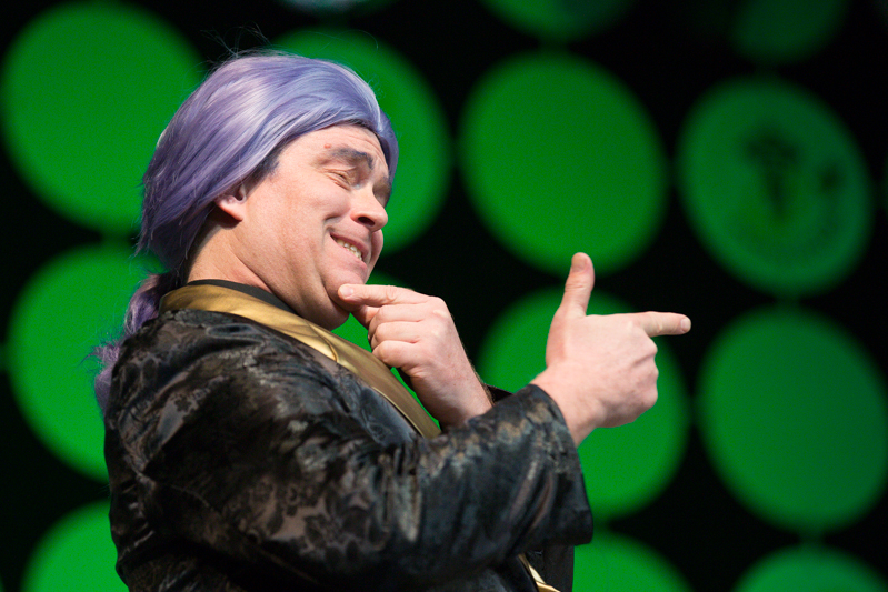  Cosplayers take a break from the grind of festivities on Saturday afternoon..