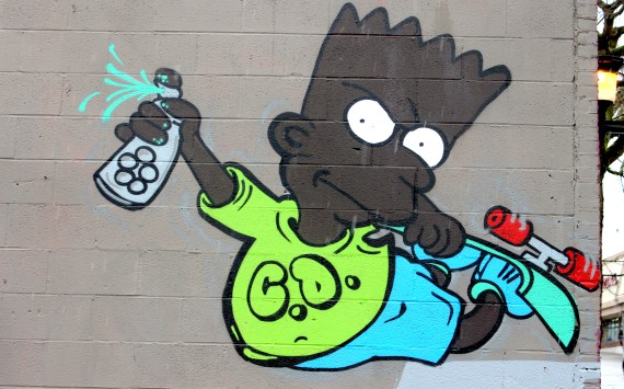 Eat my shorts, gentrification! Black Bart reps the Central District on 25th and Jackson, one of the many public neighborhood reminders (above) of the neighborhood's cultural heritage.