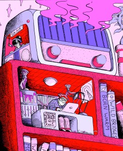 It’s Tuesday night at Hollow Earth’s headquarters, a funky, cluttered, two-room studio