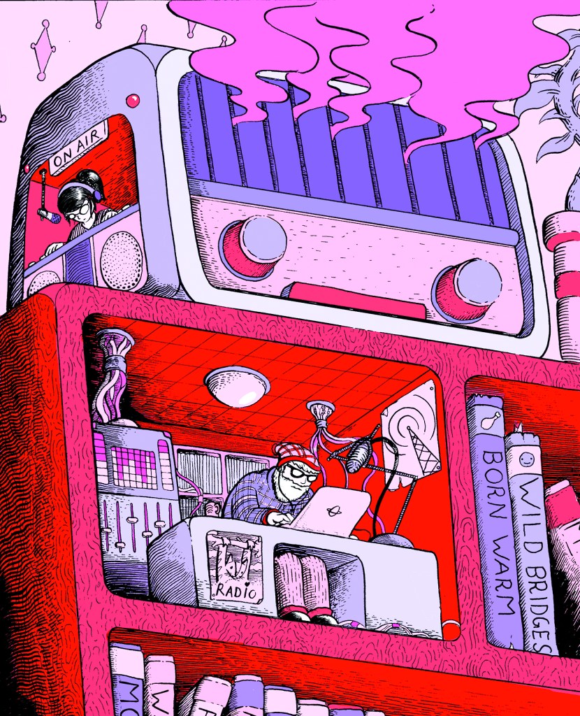 It’s Tuesday night at Hollow Earth’s headquarters, a funky, cluttered, two-room studio