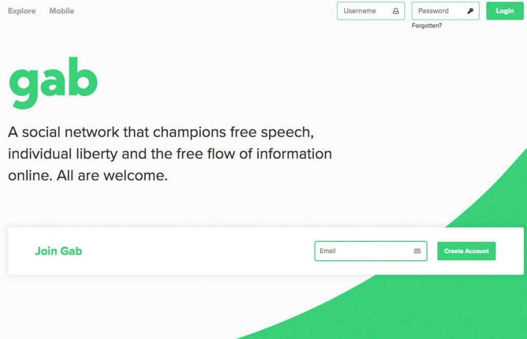 Screen shot of the Gab website.                                Screen shot of the Gab website.