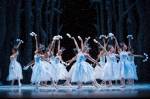 Pacific Northwest Ballet dancers evoke the snow in George Balanchines The Nutcracker. 
Photo by Angela Sterling