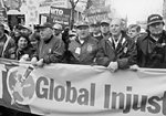 The Teamsters' Jimmy Hoffa, Jr. (center) and, to his right. the AFL-CIO's John Sweeney.