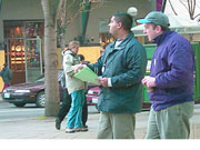 Is that a settlement I see? strikers wonder while they leaflet downtown.